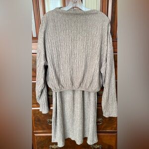 Zara Taupe Textured Knit Sweater & Midi Skirt Set  Size Lg